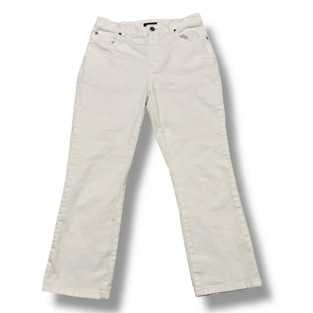 Eileen Fisher White Cropped Jeans 8 High Rise Minimal Clean Capsule Denim